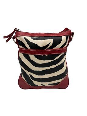 Zebra Print & Red Trim Faux Leather Crossbody Bag